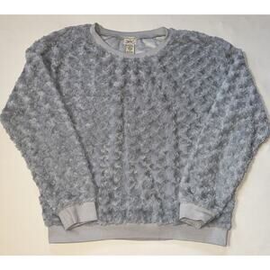 Eyelash Couture Gray Soft Fluff Sweatshirt Woman's Junior's Size XL